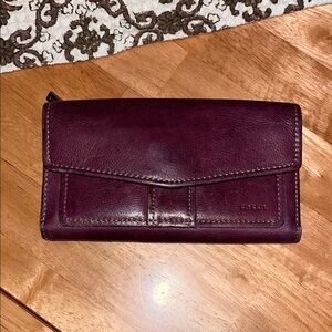 Fossil Women's Purple Leather Wallet